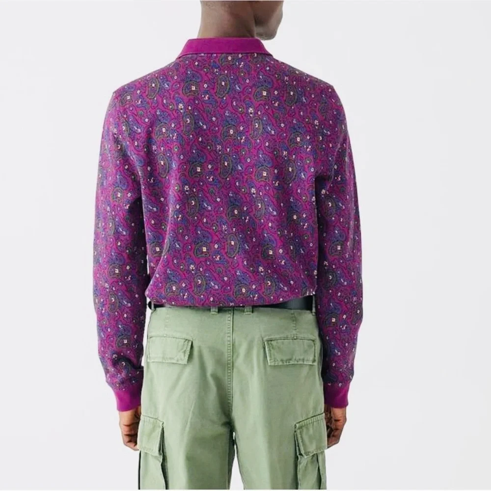J.Crew Long-sleeve Polo Shirt In Double-knitJacquard For Men Size‎ L